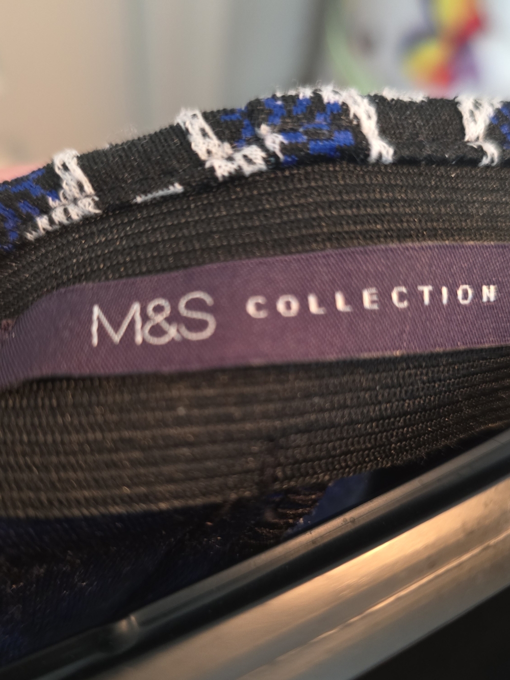 M&S Navy & White Geometric Skirt Suit Set - Picture 6 of 7